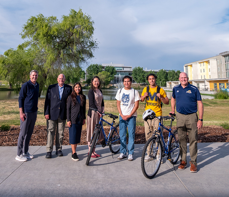 Safti First with UC Merced students and donated bikes